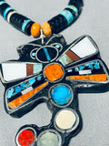 Native American Spectacular Santo Domingo Turquoise Sterling Silver Dragonfly Necklace-Nativo Arts