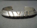 Thick And Sturdy!! Vintage Native American Navajo Triangle Sterling Silver Bracelet-Nativo Arts
