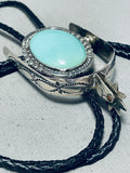 Native American Completely Hadnmade Spur Sterling Silver Turquoise Bolo Tie-Nativo Arts