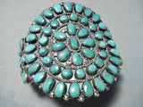 Monster Vintage Native American Navajo Dark Green Turquoise Sterling Silver Bracelet-Nativo Arts