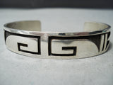 Signed Vintage Hopi/ Navajo Sterling Silver Bracelet Native American-Nativo Arts