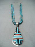 Important Santo Domingo Turquoise Sterling Silver Necklace Native American-Nativo Arts