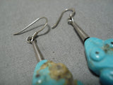 Incredible Vintage Zuni Native American Turquoise Frog Sterling Silver Earrings-Nativo Arts