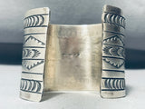 Concho Shield 137 Grams Vintage Native American Navajo Sterling Silver Bracelet Cuff-Nativo Arts