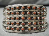 Amazing Zuni Native American Sterling Silver Coral Bracelet Cuff-Nativo Arts