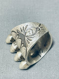 Spikes On The Ring Vintage Native American Navajo Heavy Sterling Silver Ring-Nativo Arts