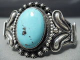 Advanced Work Vintage Native American Navajo Domed Turquoise Sterling Silver Bracelet Cuff-Nativo Arts