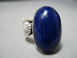 Important Navajo Lapis Sterling Silver Ring Native American-Nativo Arts