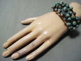One Of The Best Vintage Native American Navajo Turquoise Coiled Sterling Silver Heavy Bracelet-Nativo Arts