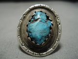 Old Bisbee Turquoise Vintage Navajo Sterling Silver Native American Ring Old-Nativo Arts