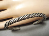 Impressive Vintage Navajo Twist Sterling Silver Native American Bracelet Old-Nativo Arts