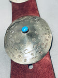 Spectacular Vintage Native American Navajo Blue Gem Turquoise Sterling Silver Concho Belt-Nativo Arts
