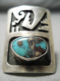 Important Vintage Native American Hopi Bob Sekakuku Turquoise Sterling Silver Ring Old-Nativo Arts