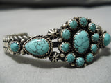 Rare Vintage Native American Navajo Crow Springs Turquoise Coil Sterling Silver Bracelet-Nativo Arts