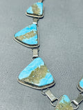 Dazzling Native American Navajo Old Kingman Turquoise Sterling Silver Necklace-Nativo Arts