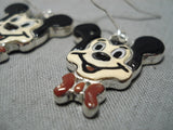 Cute Zuni Native American Mickey Mouse Sterling Silver Native American Earrings-Nativo Arts