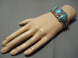 Amazing Vintage Native American Navajo Old Turquoise Sterling Silver Bracelet Cuff Old-Nativo Arts