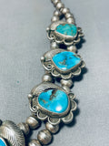 Important Vintage Native American Laguna Pilot Mountain Turquoise Sterling Silver Necklace-Nativo Arts