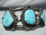 Rare Vintag Native American Navajo Blue Diamond Turquoise Sterling Silver Bracelet-Nativo Arts