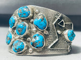 Ancient Petroglyphs 108 Grams Native American Navajo Turquoise Sterling Silver Bracelet-Nativo Arts