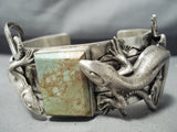 Detailed Lizard Native American Navajo Royston Turquoise Sterling Silver Bracelet-Nativo Arts