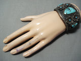Best Vintage Native American Navajo Flower Turquoise Sterling Silver Bracelet Old-Nativo Arts