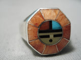 Important Vintage Native American Zuni Don Dewa Turquoise Sterling Silver Ring Old-Nativo Arts