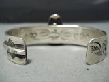 Thick Heavy Vintage Native American Navajo Charoite Sterling Silver Feather Bracelet-Nativo Arts