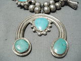 Women's Vintage Native American Navajo Turquoise Sterling Silver Squash Blossom Necklace-Nativo Arts