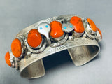 Important Vintage Native American Zuni Coral Sterling Silver Turqauois Eyes Snake Bracelet-Nativo Arts