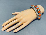 Important Vintage Native American Zuni Coral Sterling Silver Turqauois Eyes Snake Bracelet-Nativo Arts