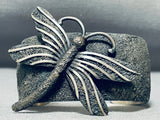 Native American One Of The Most Unique Ever Vintage Navajo Dragonfly Sterling Silver Bracelet-Nativo Arts