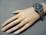 One Of The Best Vintage Native American Navajo Bisbee Turquoise Sterling Silver Bracelet-Nativo Arts
