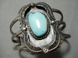 Wonderful Vintage Native American Navajo Towering Leaf Sterling Silver Turquoise Bracelet-Nativo Arts