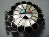 Early Huge Vintage Native American Zuni Turquoise Sterling Silver Inlay Bracelet-Nativo Arts