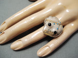 Whimsical Frog Navajo Shell Sterling Silver Ring Native American-Nativo Arts