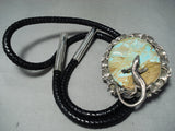 Native American One Of The Biggest Ever Lizard Turquoise Sterling Silver Bolo Tie-Nativo Arts
