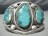 Museum Vintage Native American Navajo Turquoise Sterling Silver Heavy Bracelet-Nativo Arts