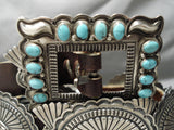 Highly Rare Vintage Native American Navajo Gary Reeves Turquoise Sterling Silver Concho Belt Old-Nativo Arts