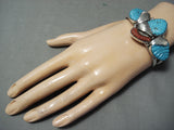 Leaves Of Turquoise Zuni Turquoise Sterling Silver Bracelet Native American-Nativo Arts