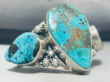 One Of The Most Mega Teardrop Turquoise Vintage Native American Navajo Sterling Silver Bracelet-Nativo Arts