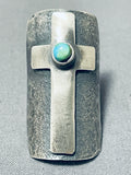 Advanced Silver Work Native American Navajo Royston Turquois Cross Sterling Silver Ring-Nativo Arts