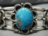 Quality Vintage Native American Navajo Blue Diamond Turquoise Sterling Silver Bracelet-Nativo Arts