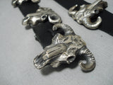 Heavy!! Cow Skull Hand Wrought Sterling Silver Concho Belt-Nativo Arts