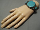 Very Important Vintage Native American Hopi Guild Turquoise Sterling Silver Bracelet Old-Nativo Arts