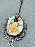 One Of The Most Detailed Vintage Native American Zuni Turquoise Kachina Sterling Silver Necklace-Nativo Arts