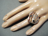 Whimsical Navajo Shell Sterling Silver Frog Ring Native American-Nativo Arts