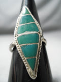Marvelous Vintage Native American Navajo Cerrillos Turquoise Sterling Silver Ring Old-Nativo Arts
