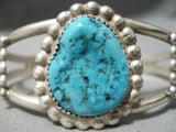 Incredible Vintage Native American Navajo Blue Turquoise Sterling Silver Bracelet Old-Nativo Arts