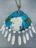 The Biggest Native American Zuni Turquoise Inlaid Shell Sterling Silver Necklace-Nativo Arts